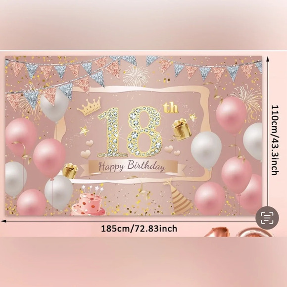 18th birthday party bundle.  Back drop, photo props, ballon cake topper. All new - Picture 4 of 4